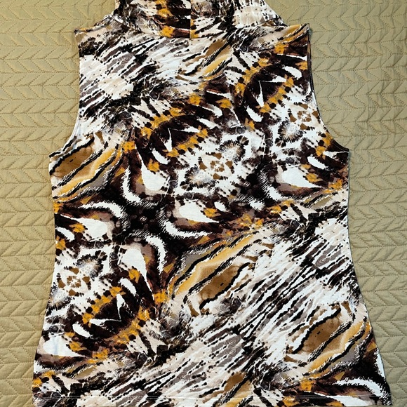 EUC! Tahari abstract animal print cowl neck blouse; size Large - Picture 4 of 8